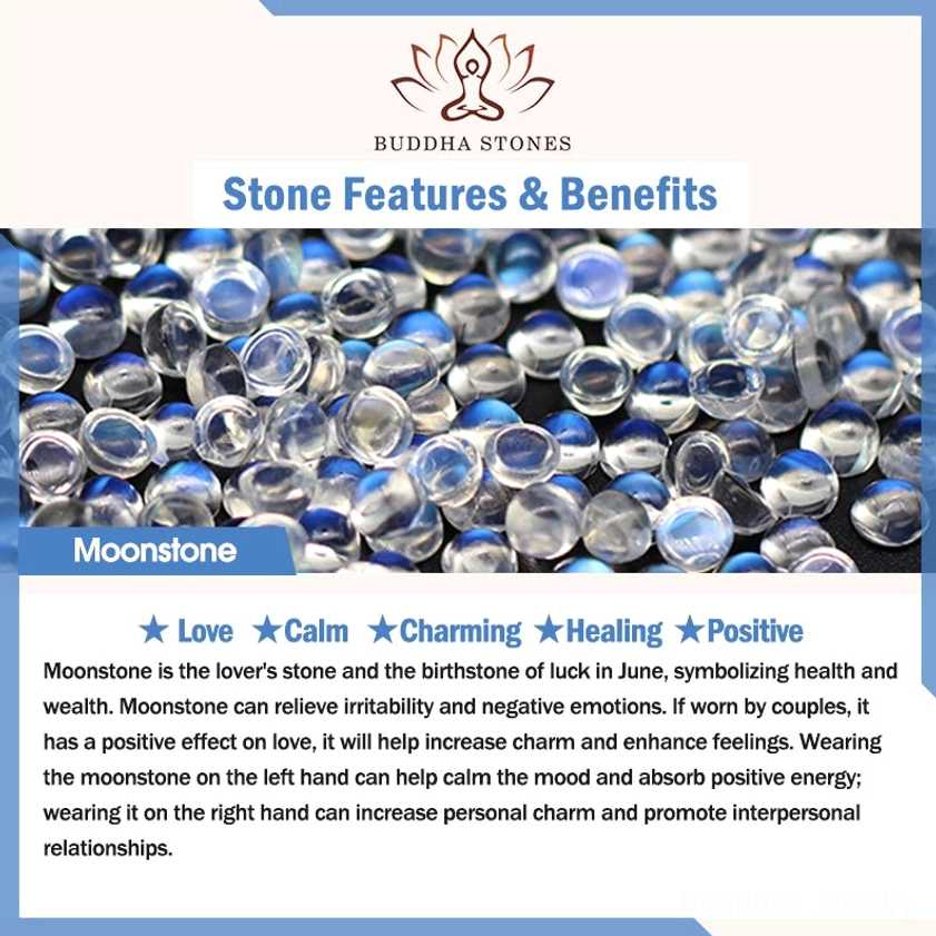 Moonstone lotus Buddhist bracelet with meditation and spiritual practice context showing mindfulness use