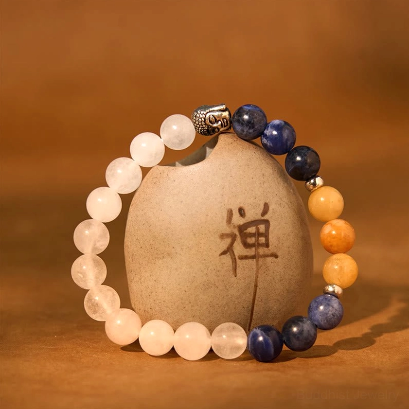 Multistone Buddha bracelet with balanced gemstone combination for daily wear
