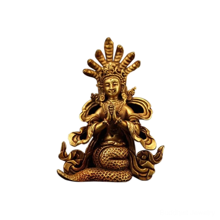 Nagarjuna Buddhist statue copper material showing warm golden tone and spiritual protection symbolism