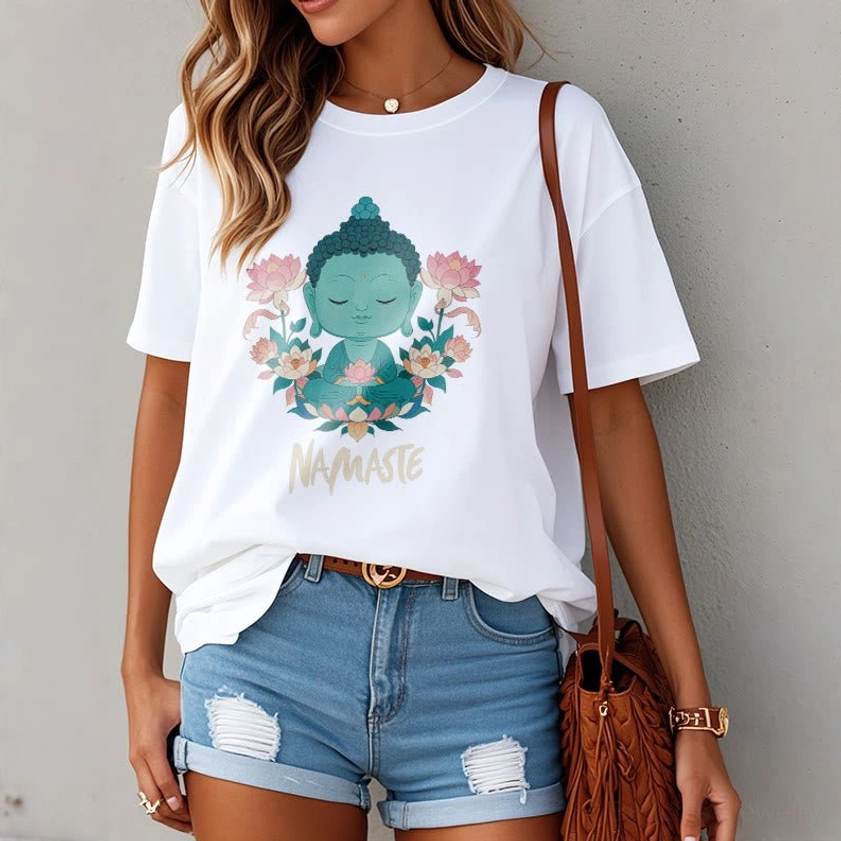 Namaste Buddha lotus meditation tee care instructions washing durability guide