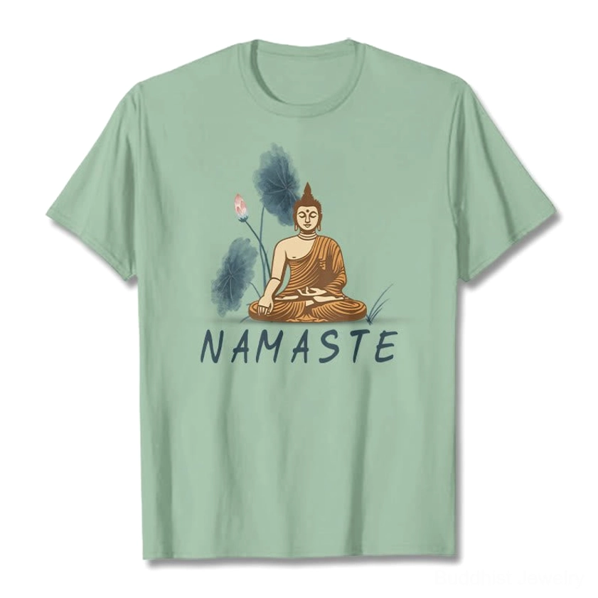 Namaste Buddha Lotus mindfulness T-Shirt featuring Buddhist philosophy and sacred lotus symbolism