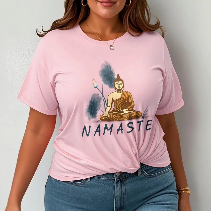 Namaste Buddha Lotus T-Shirt handmade craftsmanship showing authentic artisanal construction details