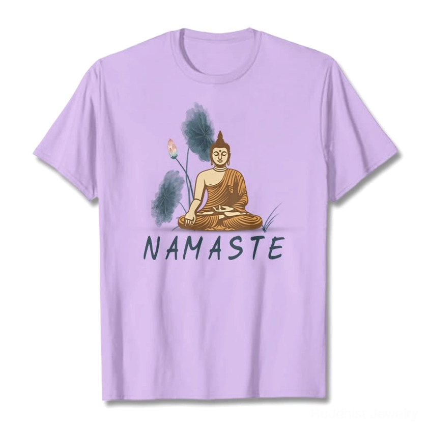 Namaste Buddha Lotus T-Shirt perfect for conscious consumers and sustainable fashion enthusiasts