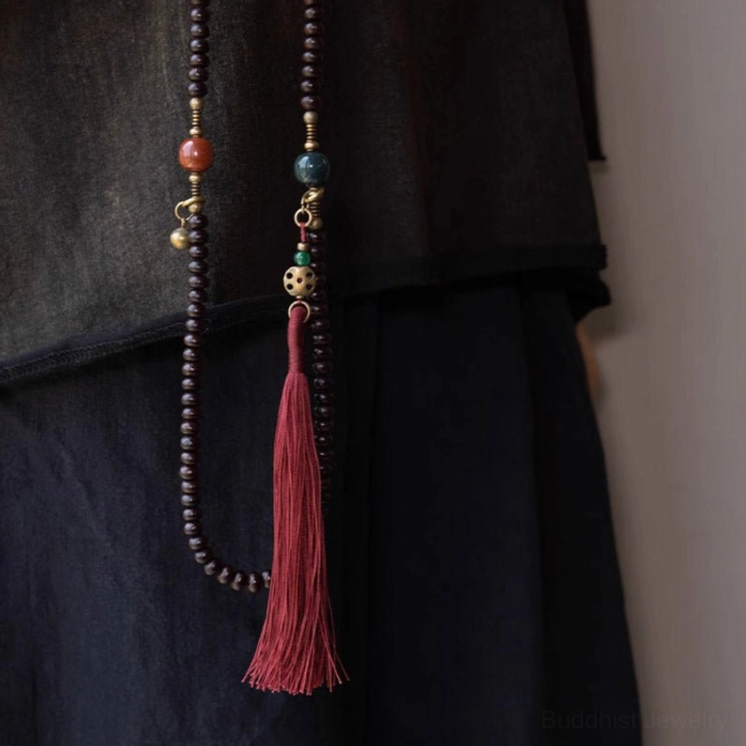 Natural Purple Bodhi Seed 108 Mala for Buddhist prayer, mantra recitation, and spiritual transformation