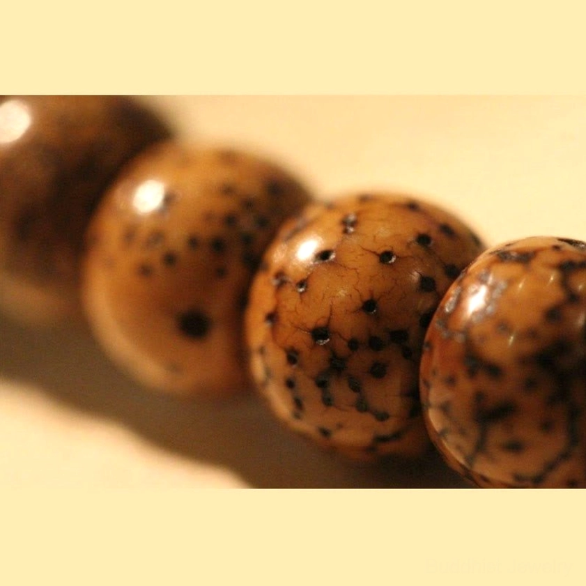 Natural bodhi seed Buddhist prayer bracelet with protective dzi beads and agate stones for spiritual seekers
