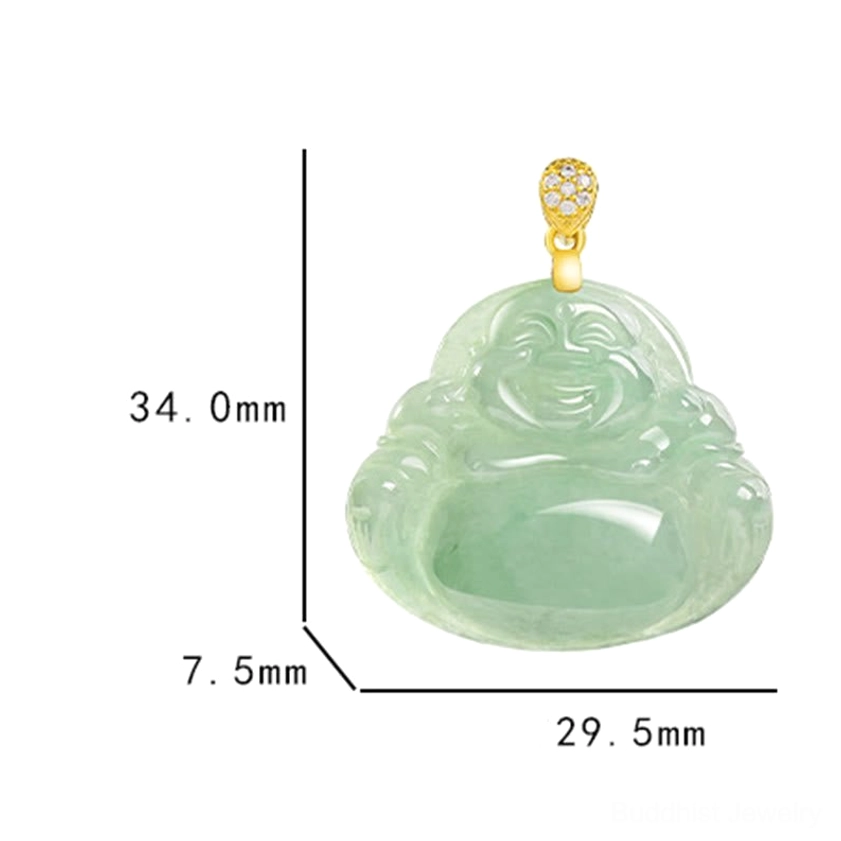 Natural jade laughing buddha pendant buddhist prosperity charm necklace for good fortune