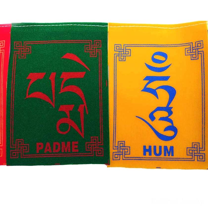 Traditional Buddhist prayer flags handmade in Nepal with authentic spiritual symbolism