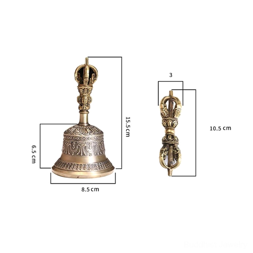 Copper meditation bell and vajra dorje set showcasing authentic Nepalese handcrafted artistry and traditional Buddhist symbolism