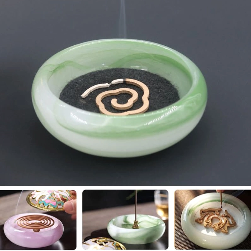 Nine-tailed fox liuli crystal incense burner packaging and presentation showing product dimensions, materials, and care instructions for buyers