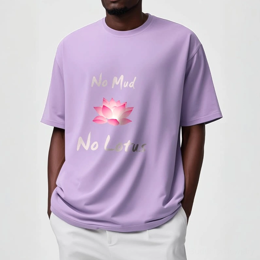No Mud No Lotus Buddhist graphic tee packaging and presentation for gift giving