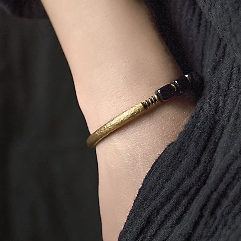 Black Obsidian and Copper bracelet for protection and prosperity spiritual energy