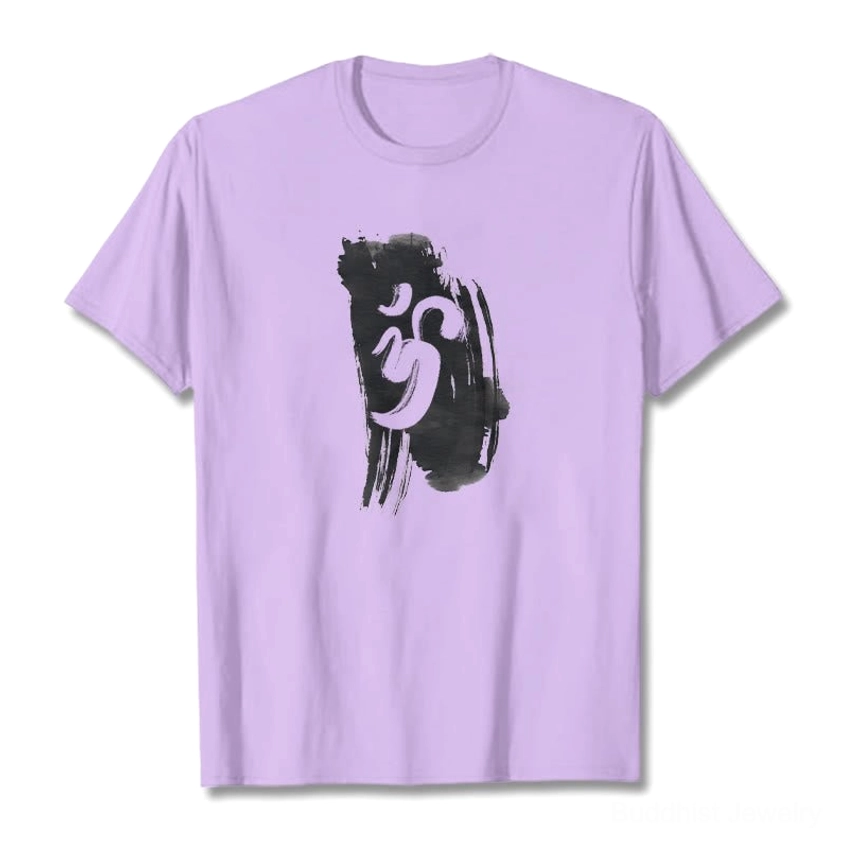 Om Buddhist spiritual t-shirt back view showing print placement and fit