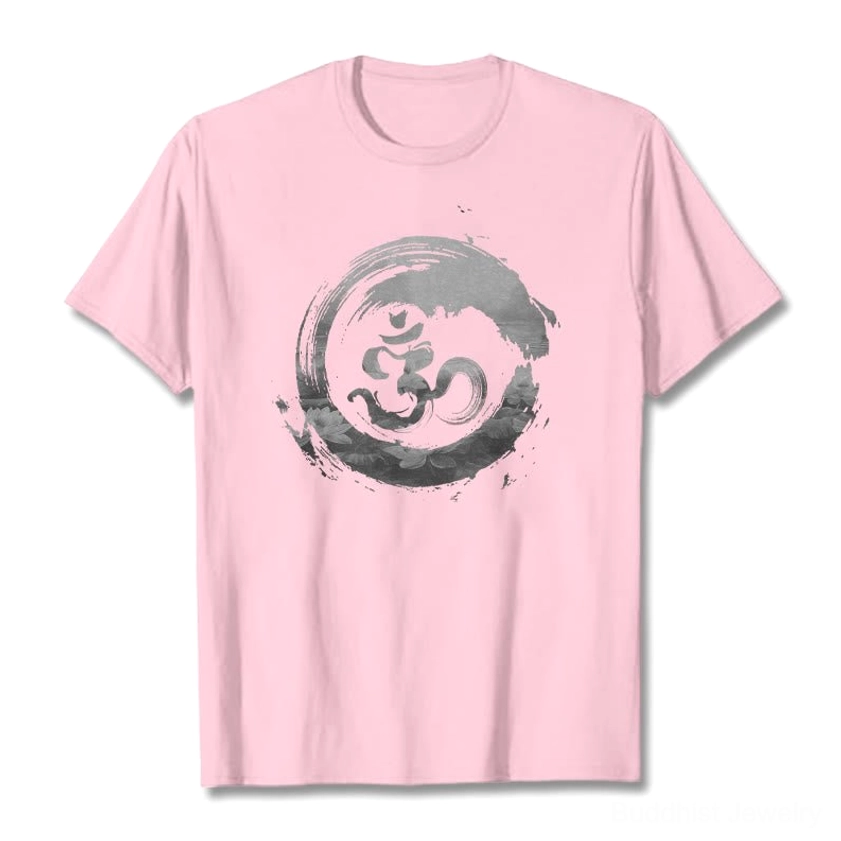 Om Buddhist graphic cotton t-shirt unisex fit relaxed comfort style worn