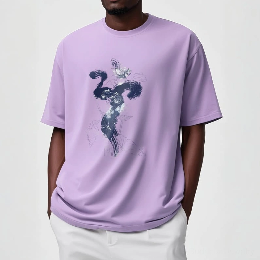 Om lotus Buddhist t-shirt color swatches white black cyan grey options available