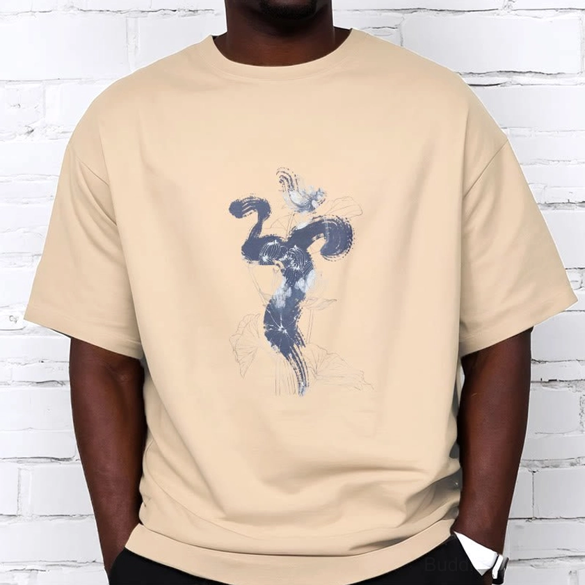Om lotus Buddhist spiritual t-shirt model wear lifestyle casual daily outfit