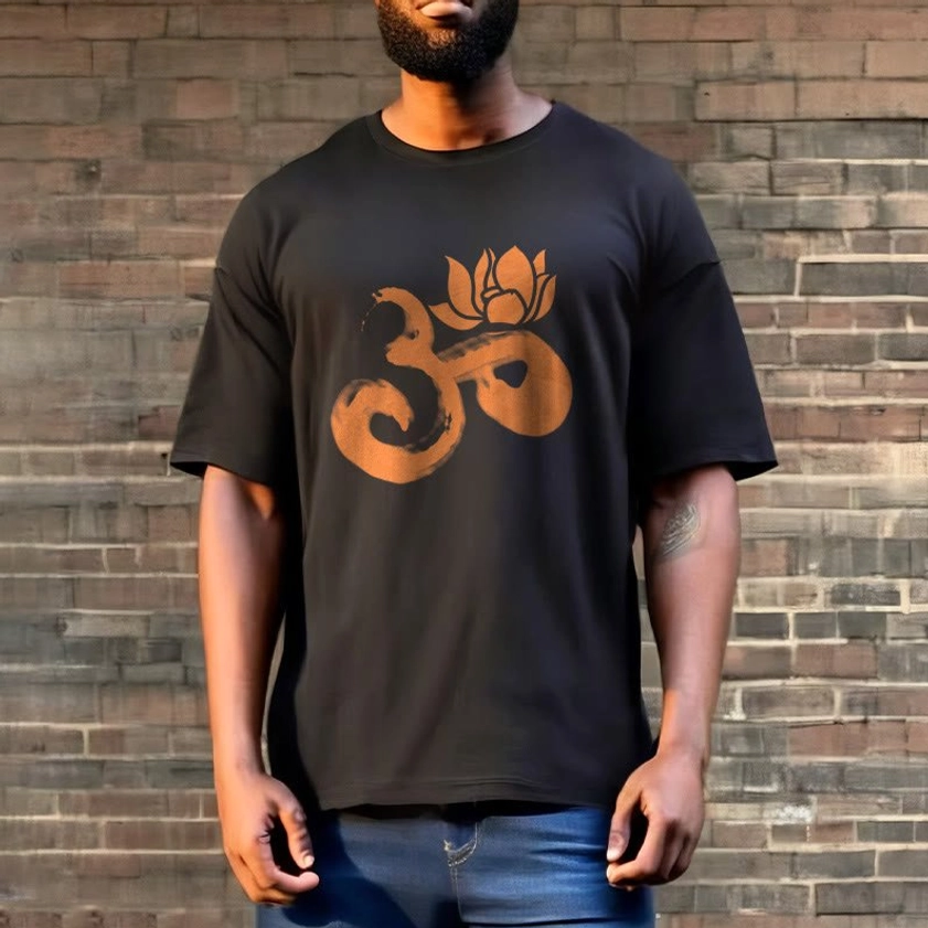 OM Lotus Flower Buddhist t-shirt light cyan variant flat lay spiritual print unisex wear