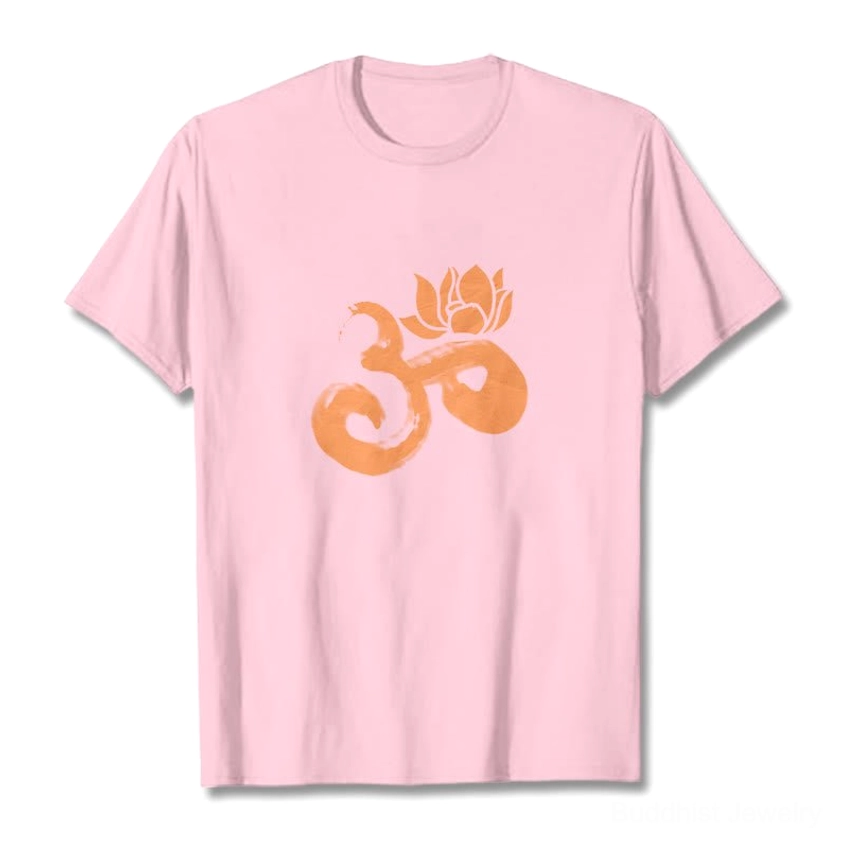 OM Lotus Flower Buddhist cotton t-shirt side profile crew neck short sleeve design unisex