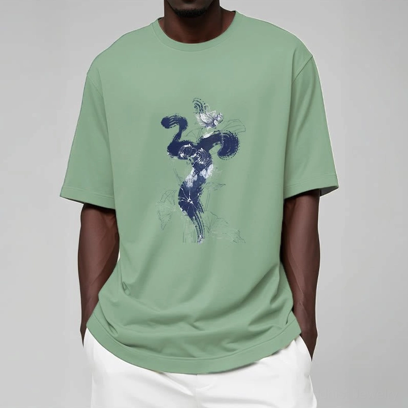 Man wearing Om lotus Buddhist spiritual t-shirt meditation yoga lifestyle wear