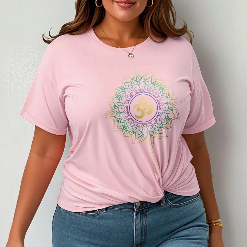 Multiple color options of OM Lotus cotton t-shirt displayed showing range of available hues