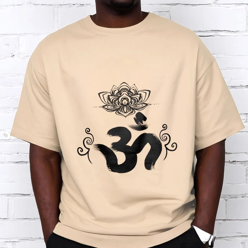 Om lotus Buddhist t-shirt fabric texture breathable cotton material