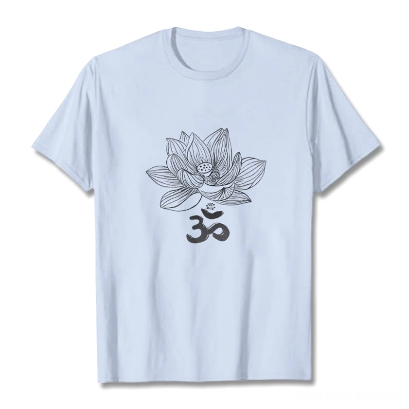 Om lotus sketch cotton tee lifestyle wear everyday spiritual fashion statement