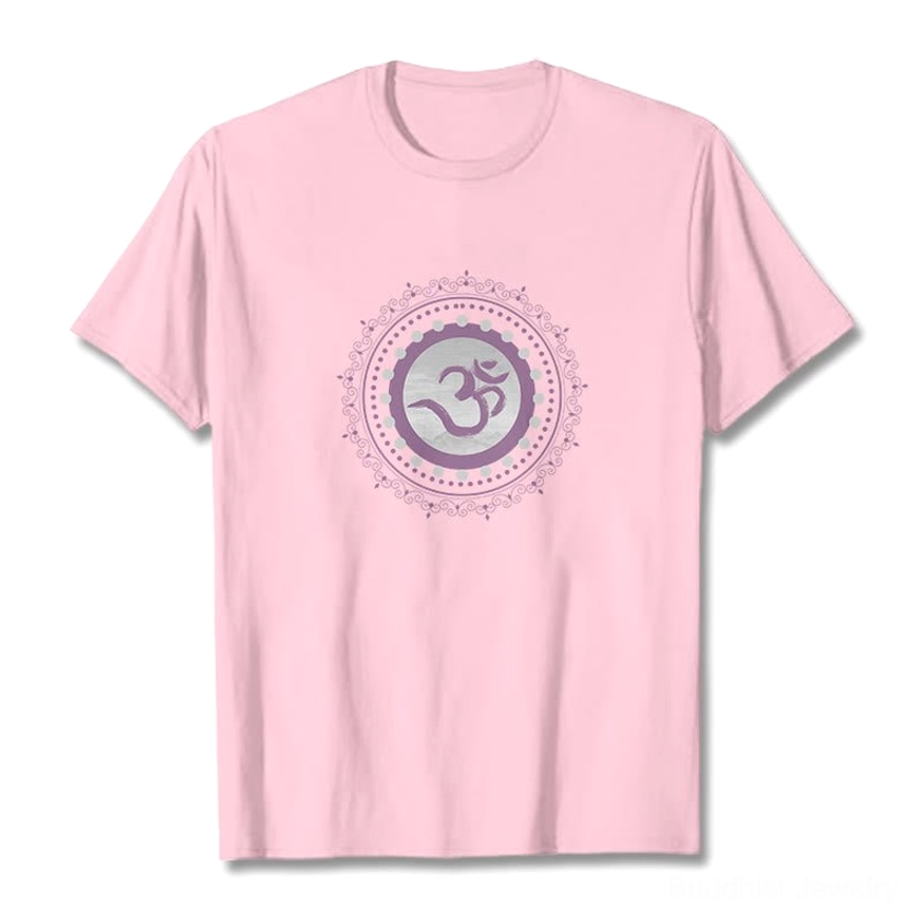 Om Mandala Buddhist t-shirt color variant display - multiple color options for spiritual fashion