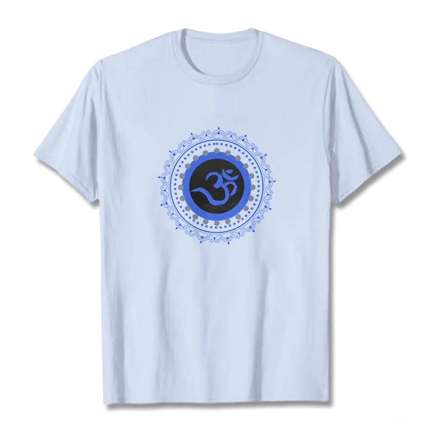 Forest green Om Mandala spiritual t-shirt flat lay front view - unisex crew neck short sleeve design