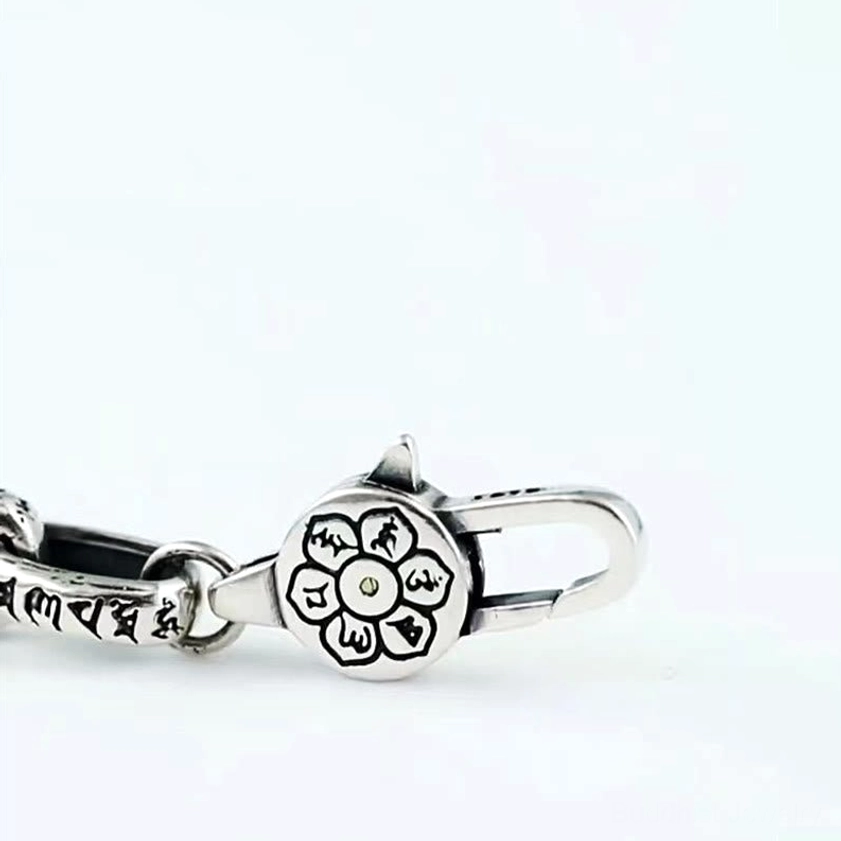 Om Mani Padme Hum copper bracelet with Double Dorje clasp, traditional Buddhist jewelry for mindfulness and inner peace