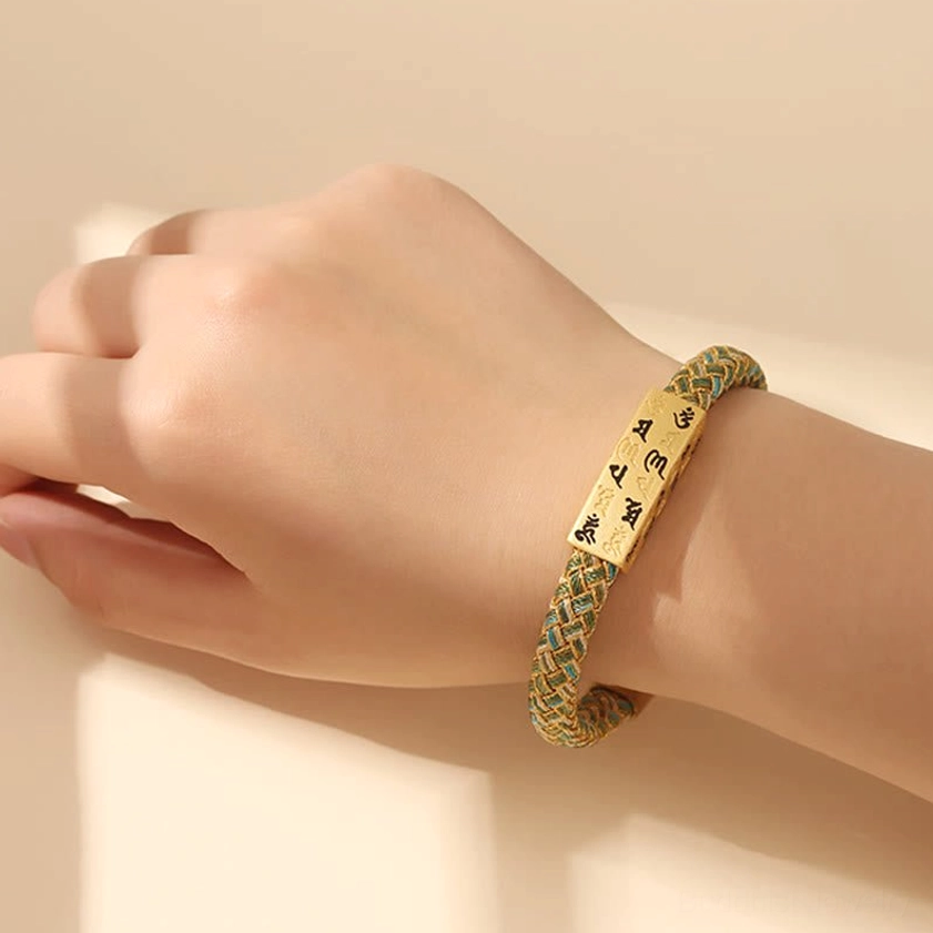 Om Mani Padme Hum Buddhist bracelet diamond knot stainless steel clasp secure closure