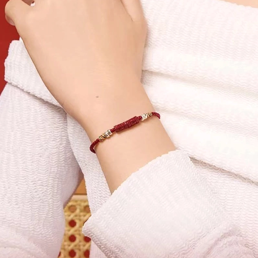Om Mani Padme Hum bracelet worn on adult wrist, showing natural fit and comfort on human skin