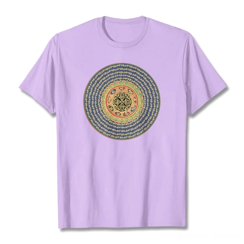 Om Mani Padme Hum 108 mantra buddhist t-shirt plum burgundy color flat lay front view