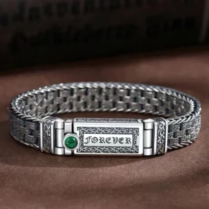 Om Mani Padme Hum copper bracelet with Tang Dynasty flower design, top view showing engraved mantra and floral details