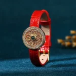 Eight Treasures Compass jade leather bracelet with gold-plated charm and rhinestone detail, Om Mani Padme Hum Buddhist bracelet for protection and prosperity
