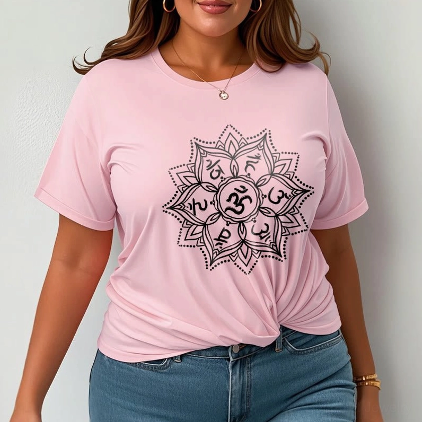 Om Mani Padme Hum Mandala Buddhist T-Shirt fabric texture and cotton quality close-up view