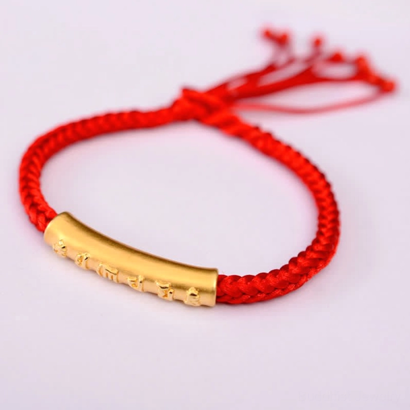 Om mani padme hum red string bracelet 999 sterling silver gold plated option with sacred mantra engraving for daily mindfulness