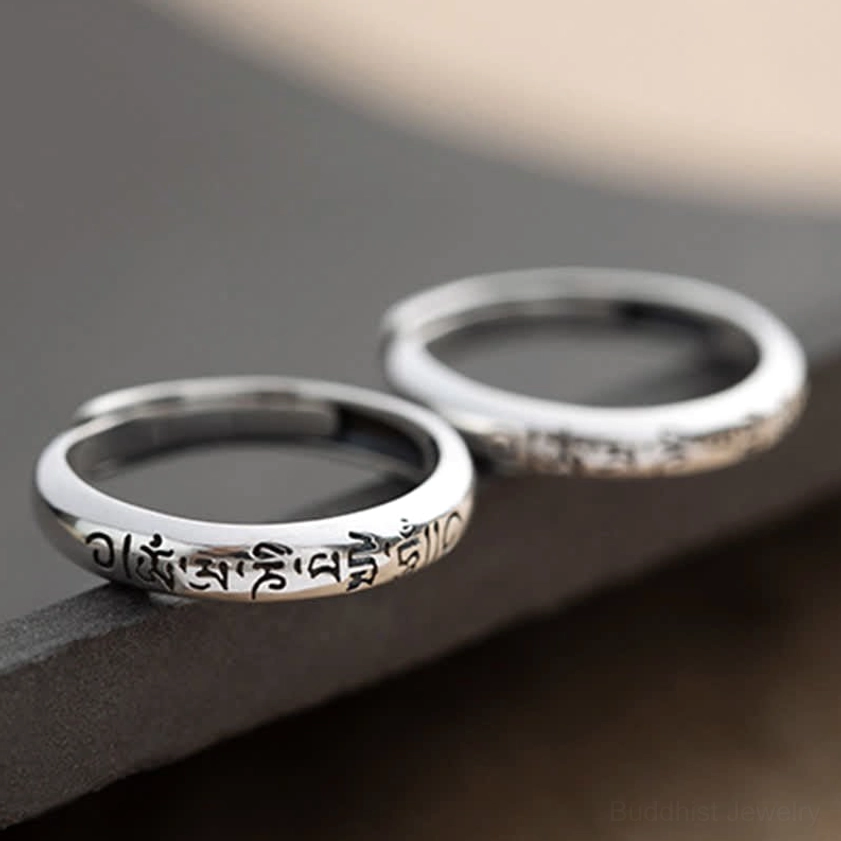 Om Mani Padme Hum sterling silver Buddhist ring authentic Buddhist philosophy gift meaningful