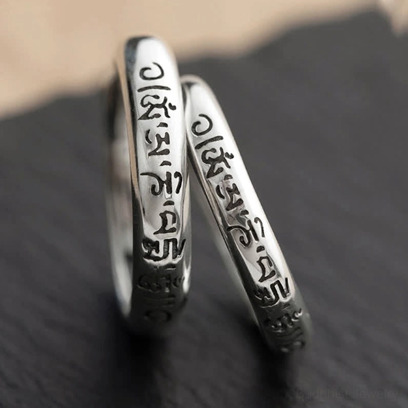 Om Mani Padme Hum sterling silver Buddhist mantra ring care maintenance instructions