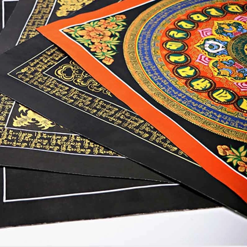 Om Mani Padme Hum thangka with intricate mandala design - Buddhist spiritual practice and meditation tool