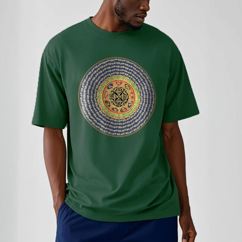 Buddhist om mani padme hum mantra tshirt unisex fit crew neck short sleeve lifestyle wear