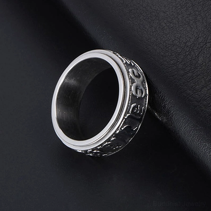 Om Mani Padme Hum spinner ring unisex design suitable for all wearers