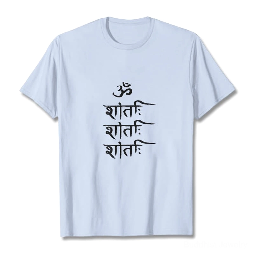 Premium handcrafted OM mantra Buddhist unisex t-shirt with artisan Sanskrit print detail, eco-friendly cotton material