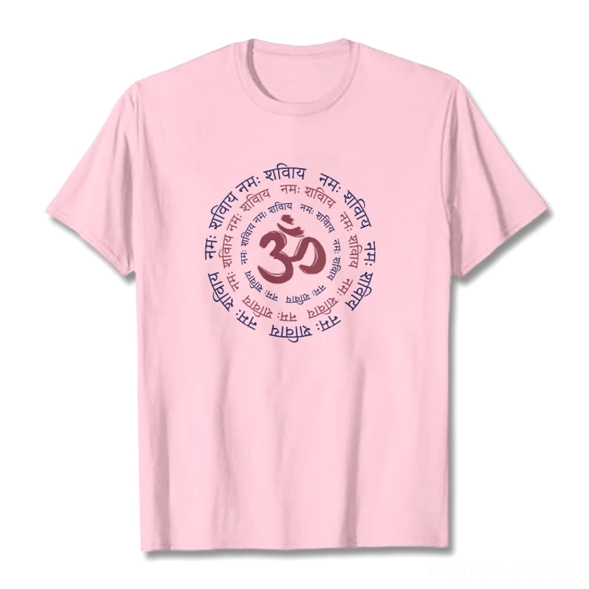 Forest green OM mantra Sanskrit printed cotton t-shirt detail view