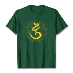Om Namah Shivaya 108 mantra cotton t-shirt flat lay front view with white background