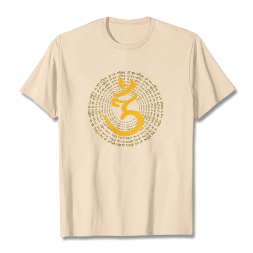 Om Namah Shivaya 108 mantra t-shirt light cyan color detail close-up Sanskrit print