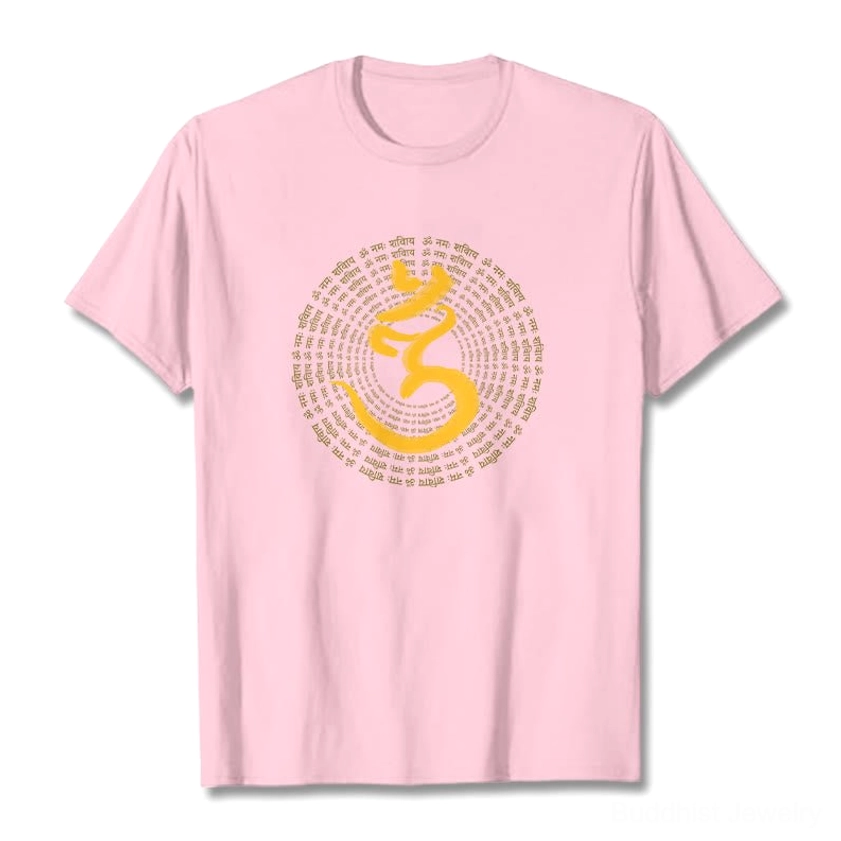 Om Namah Shivaya light cyan spiritual t-shirt flat lay design front display