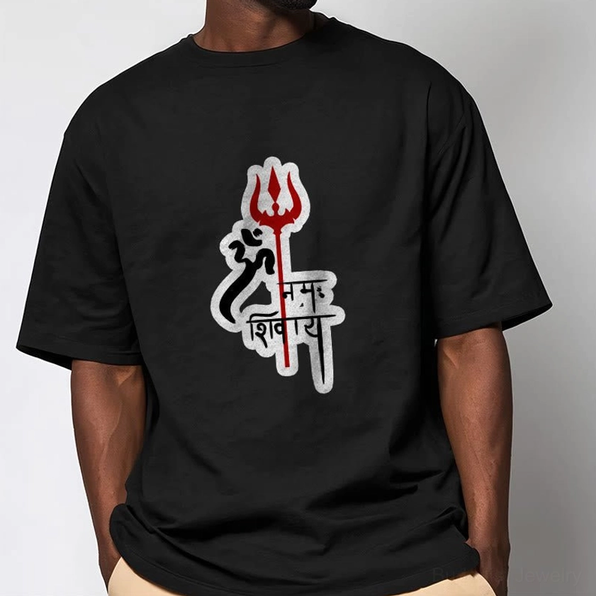 Om Namah Shivaya sacred mantra cotton tee fabric texture detail soft breathable