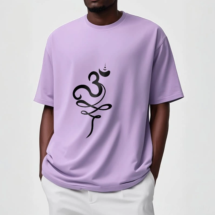 OM Sanskrit Buddhist T-Shirt light cyan back view detail