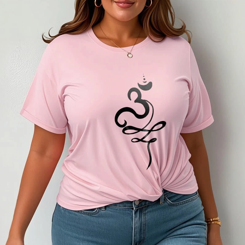 OM Sanskrit Buddhist T-Shirt light cyan male model wearing casual