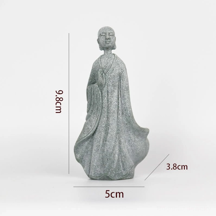 Medium One-Handed Buddha Statue 9.8cm Matte Finish Sandstone Sculpture