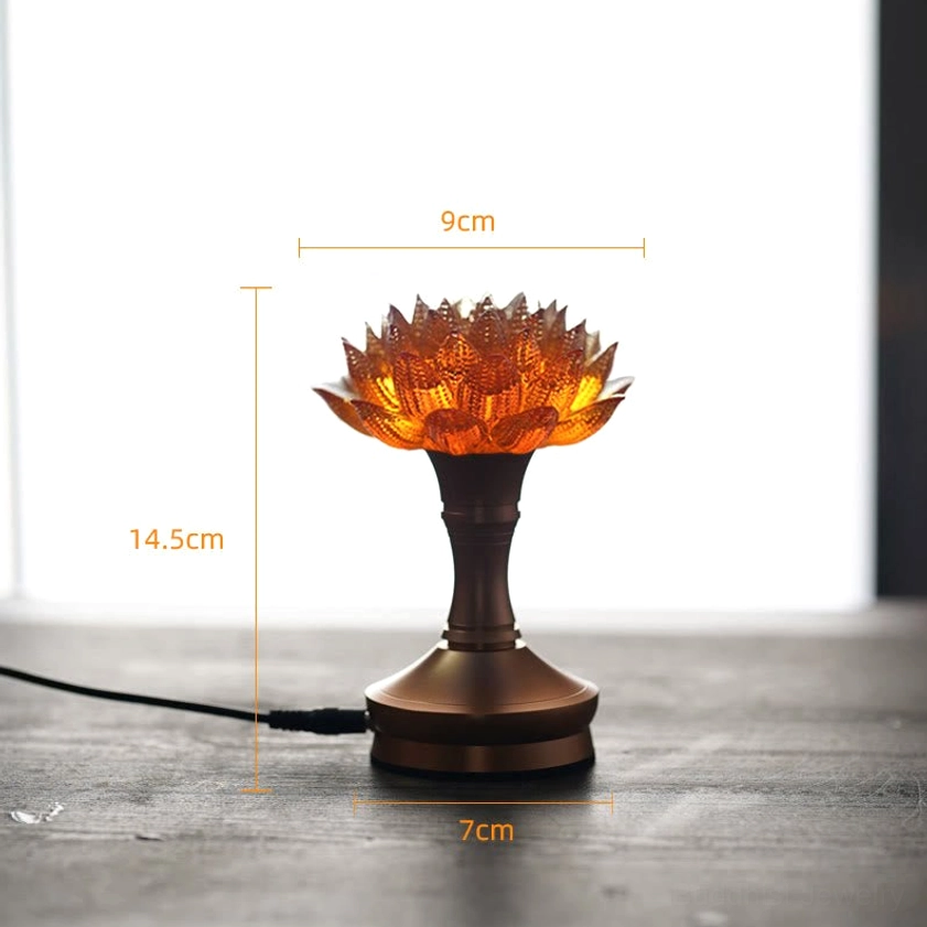 Orange lotus plug-in table lamp, reliable constant power for dedicated meditation space